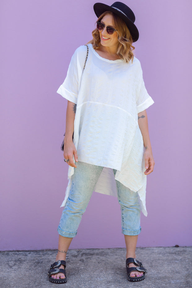 Luxe Drape Top - White
